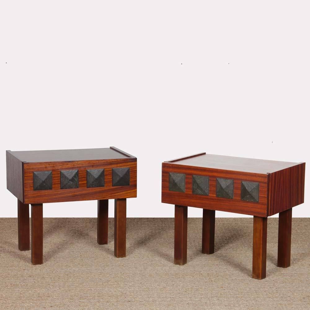 Pair Of Vintage 1960s Wooden Bedside Tables