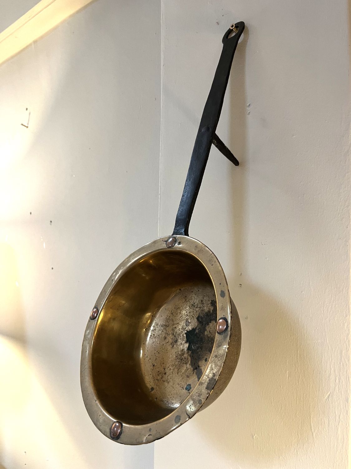 Georgian Fireside Down Hearth Skillet Brass Copper Cast Iron Pan English C1810 photo buy