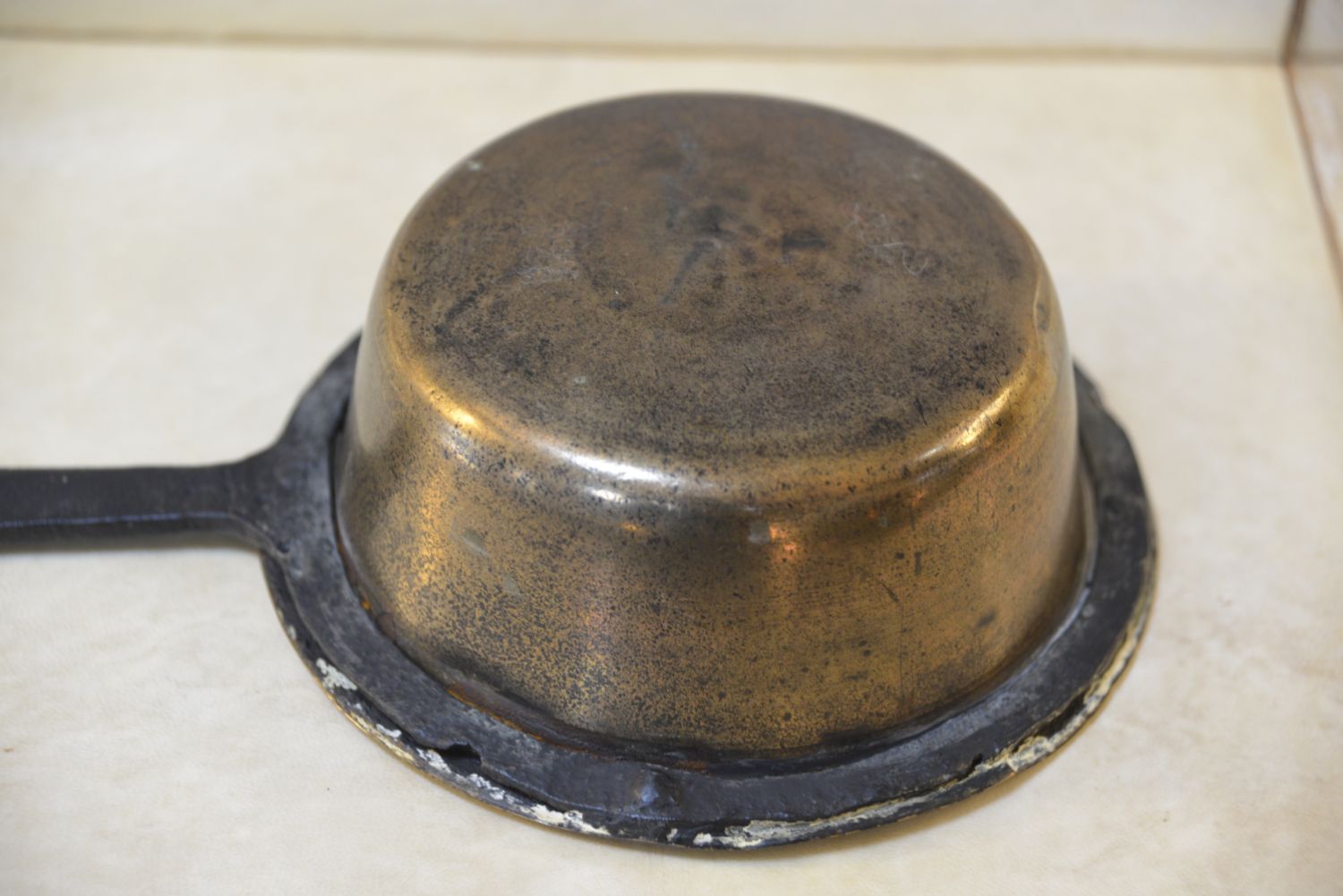 Home Fixtures Georgian Fireside Down Hearth Skillet Brass Copper Cast Iron Pan English C1810 photo