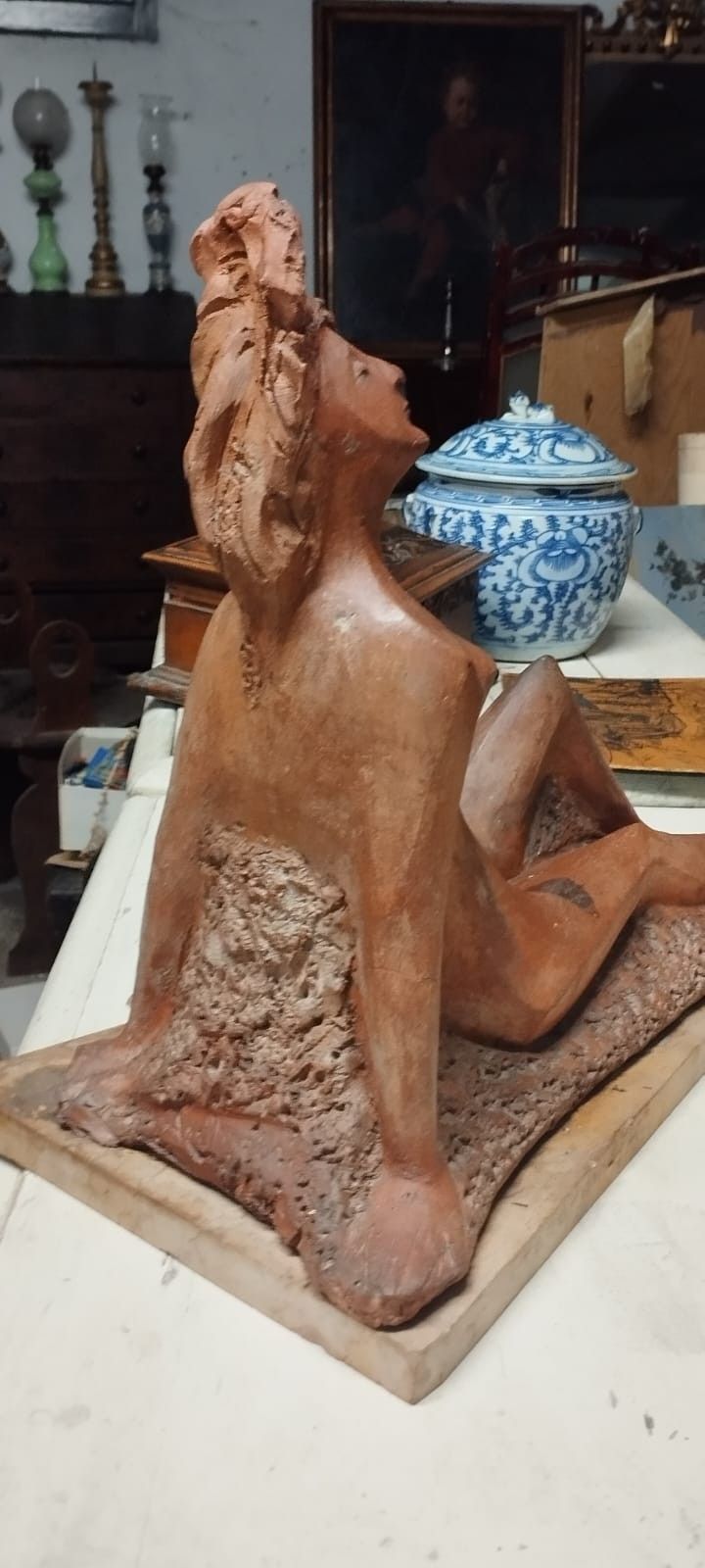 photo furniture Female Nude Sculpture "Alberto Sparapani" Terracotta Signed