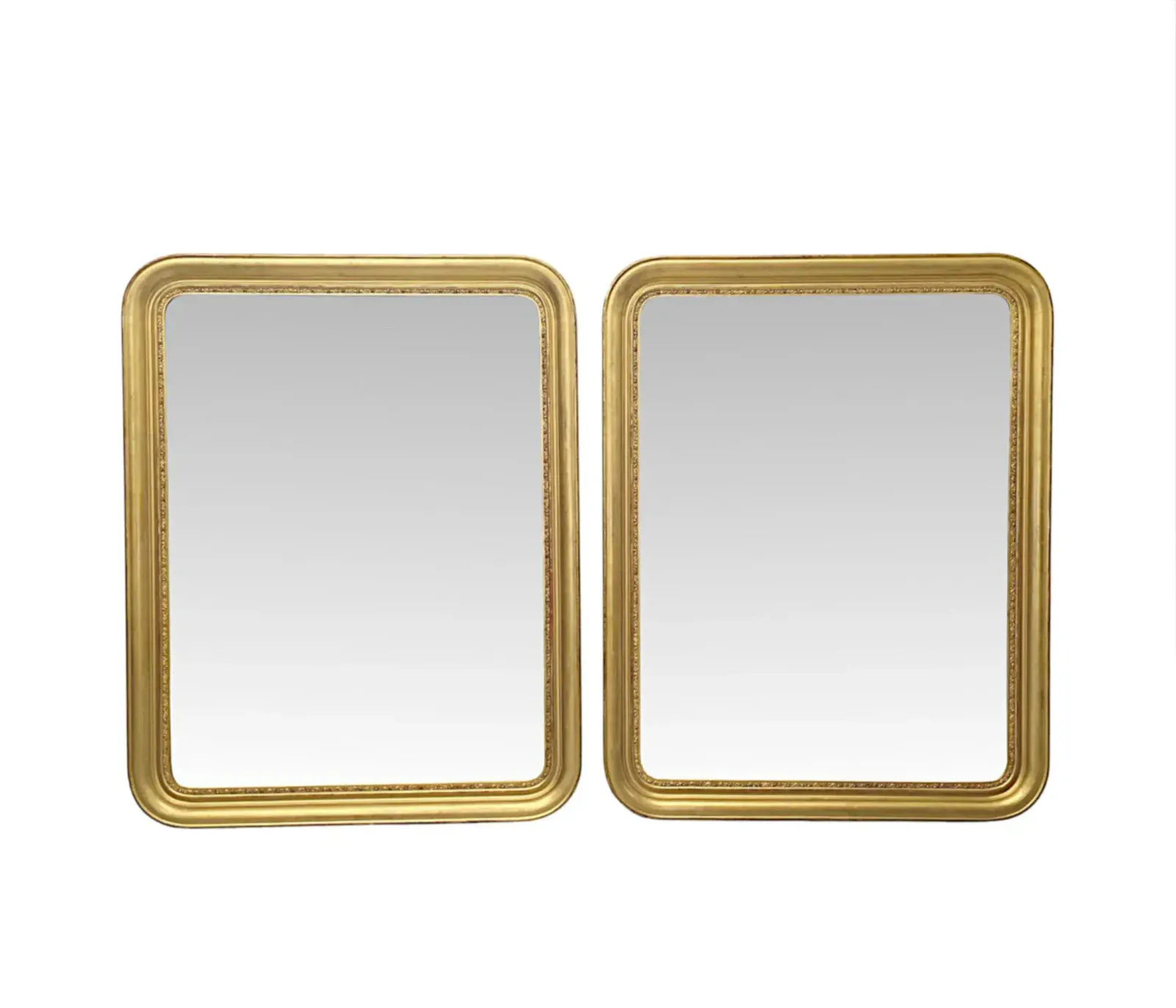 A Very Rare Pair Of 19th Century Elegantly Simple Giltwood Mirrors