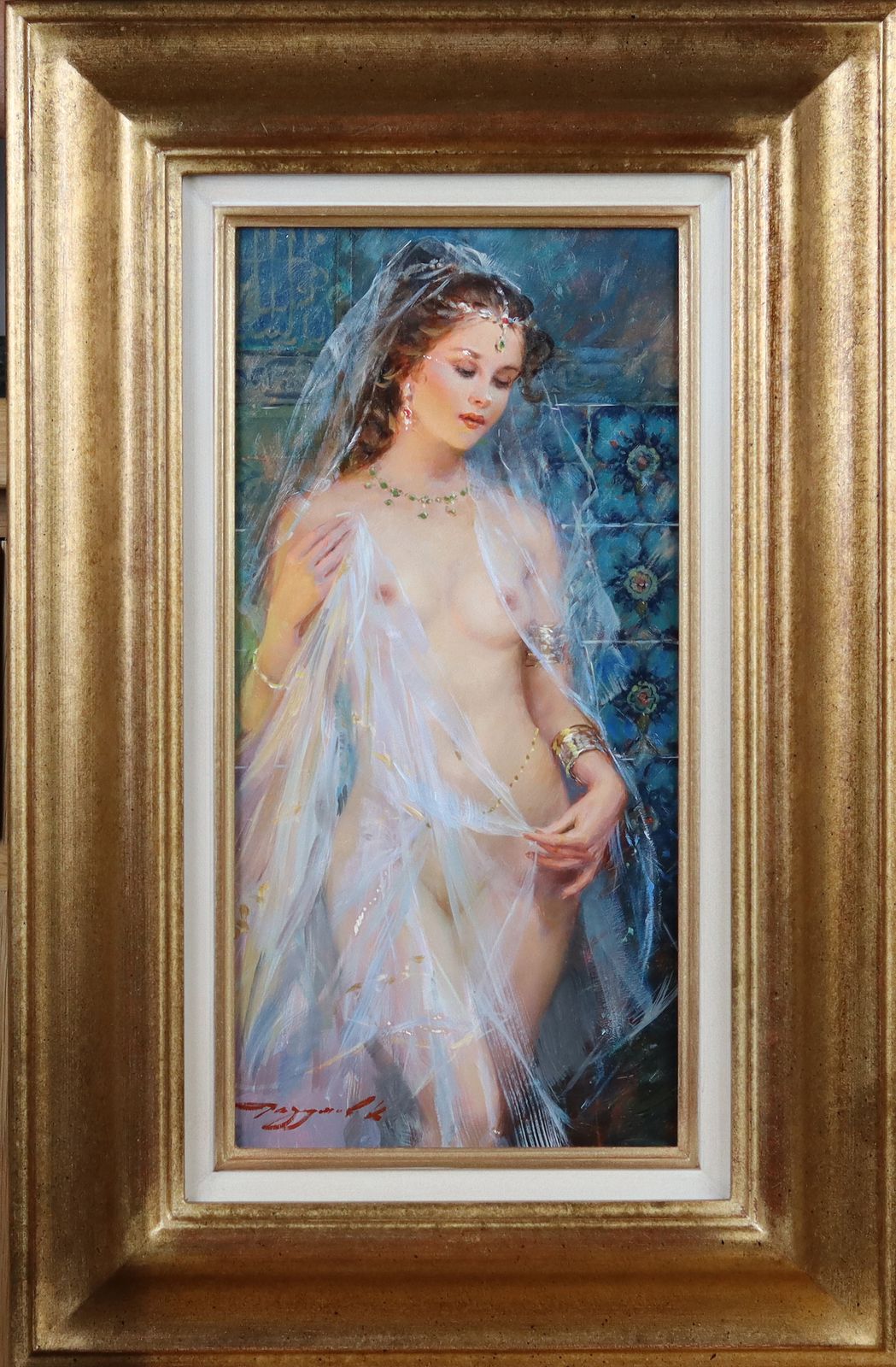 Konstantin Razumov Oil On Canvas Odalisque With A White Veil
