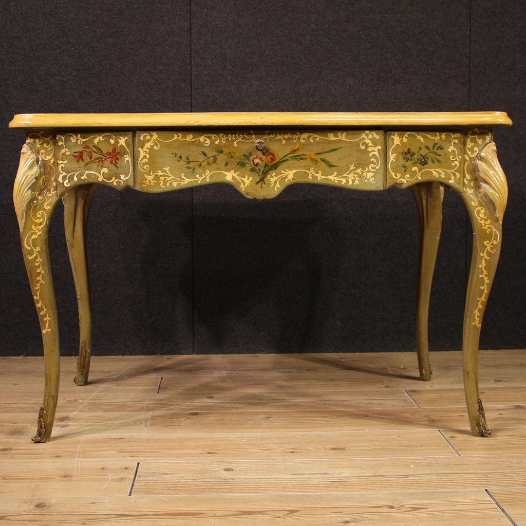 photo for sale 20th Century French Lacquered And Painted Writing Desk