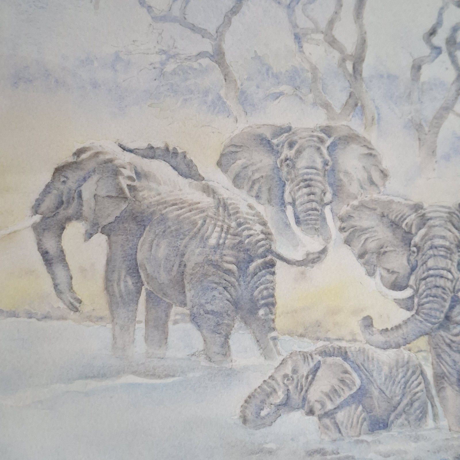 Large Original Watercolour Painting Progress Ncube African Elephant Contemporary photo furniture