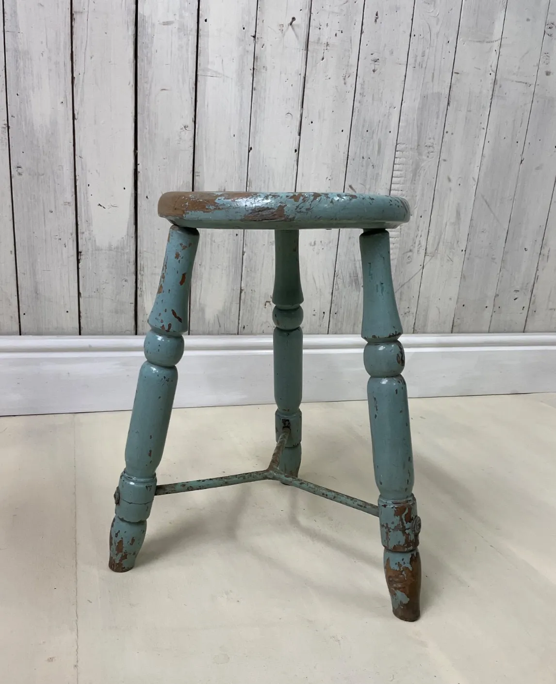 English Painted Victorian Turned Lace Makers Stool Rustic Country Chic Farmhouse photo for sale