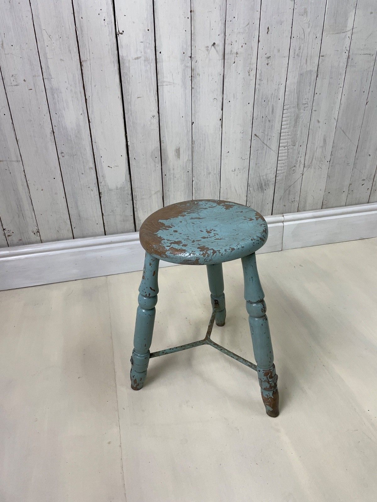 English Painted Victorian Turned Lace Makers Stool Rustic Country Chic Farmhouse photo Furniture