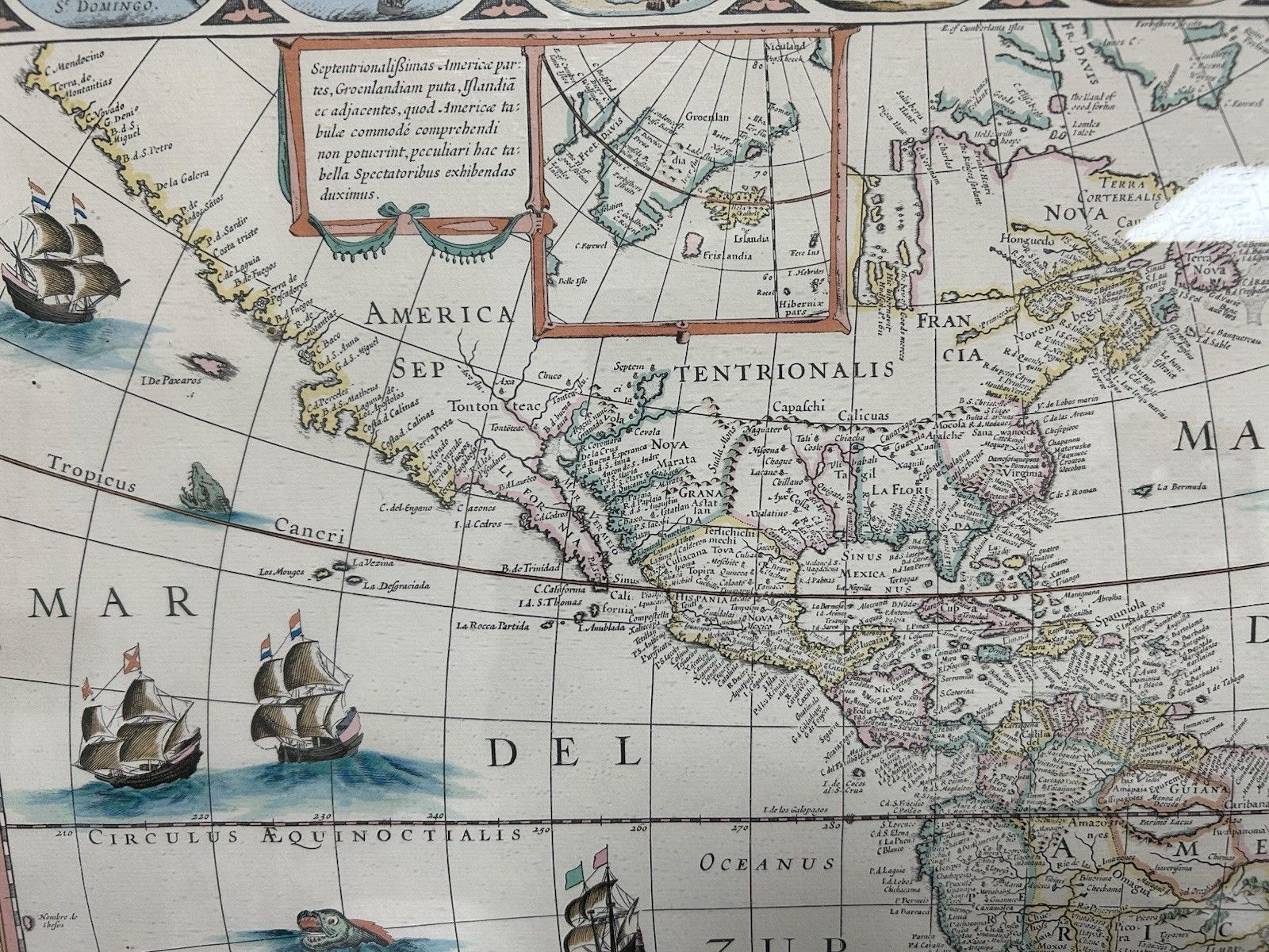 Framed Map By Willem & Joan Blaeu 'Americae Nova Tabula 'Carte A Figures' photo Art