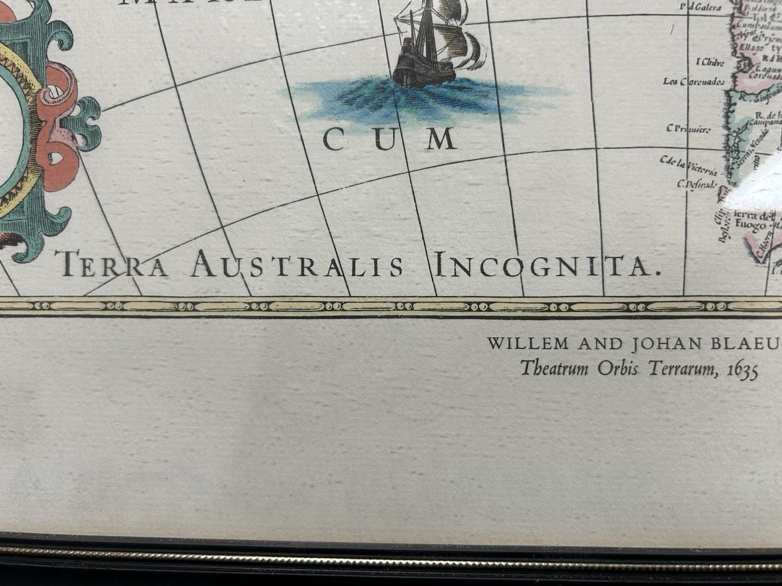 Framed Map By Willem & Joan Blaeu 'Americae Nova Tabula 'Carte A Figures' photo vinterior