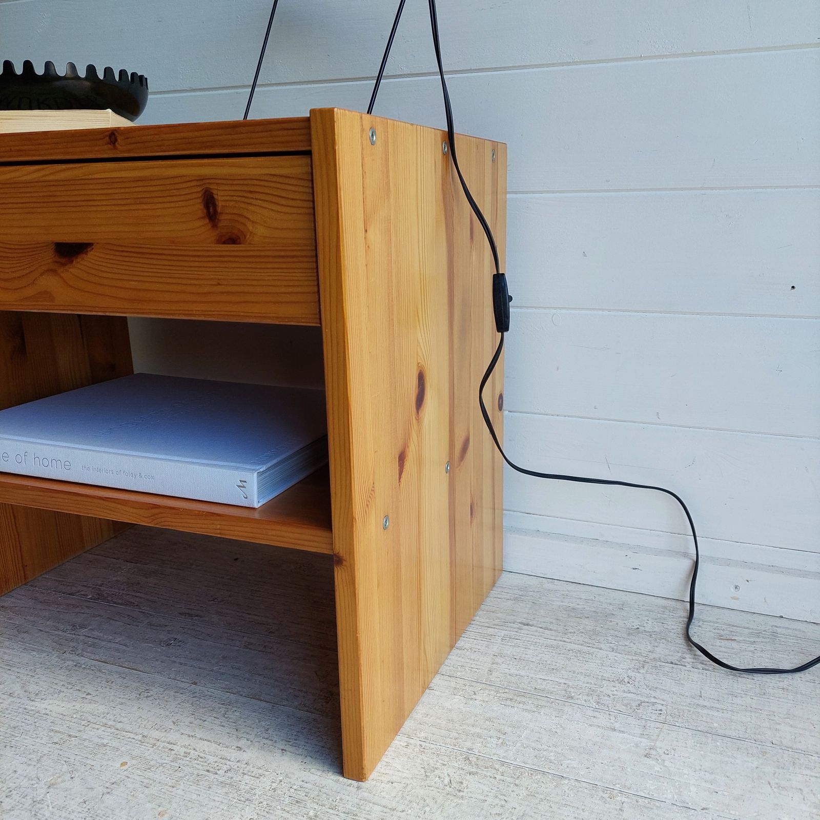 Mid Century Nightstand Scandinavian Pine Bedside Table Les Arcs Perriand Style 1970s, Sweden photo 250.0