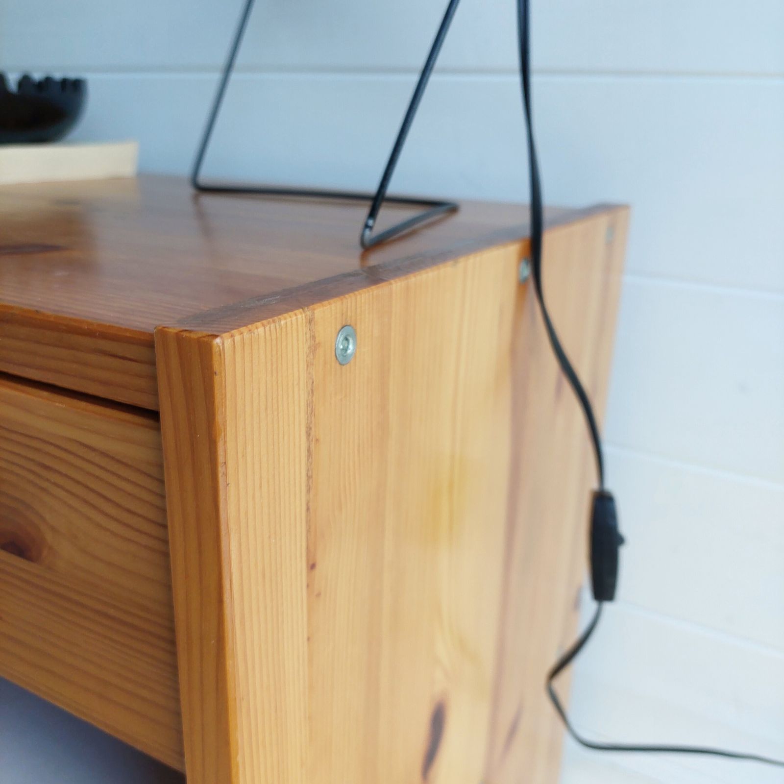 250.0 Mid Century Nightstand Scandinavian Pine Bedside Table Les Arcs Perriand Style 1970s, Sweden photo