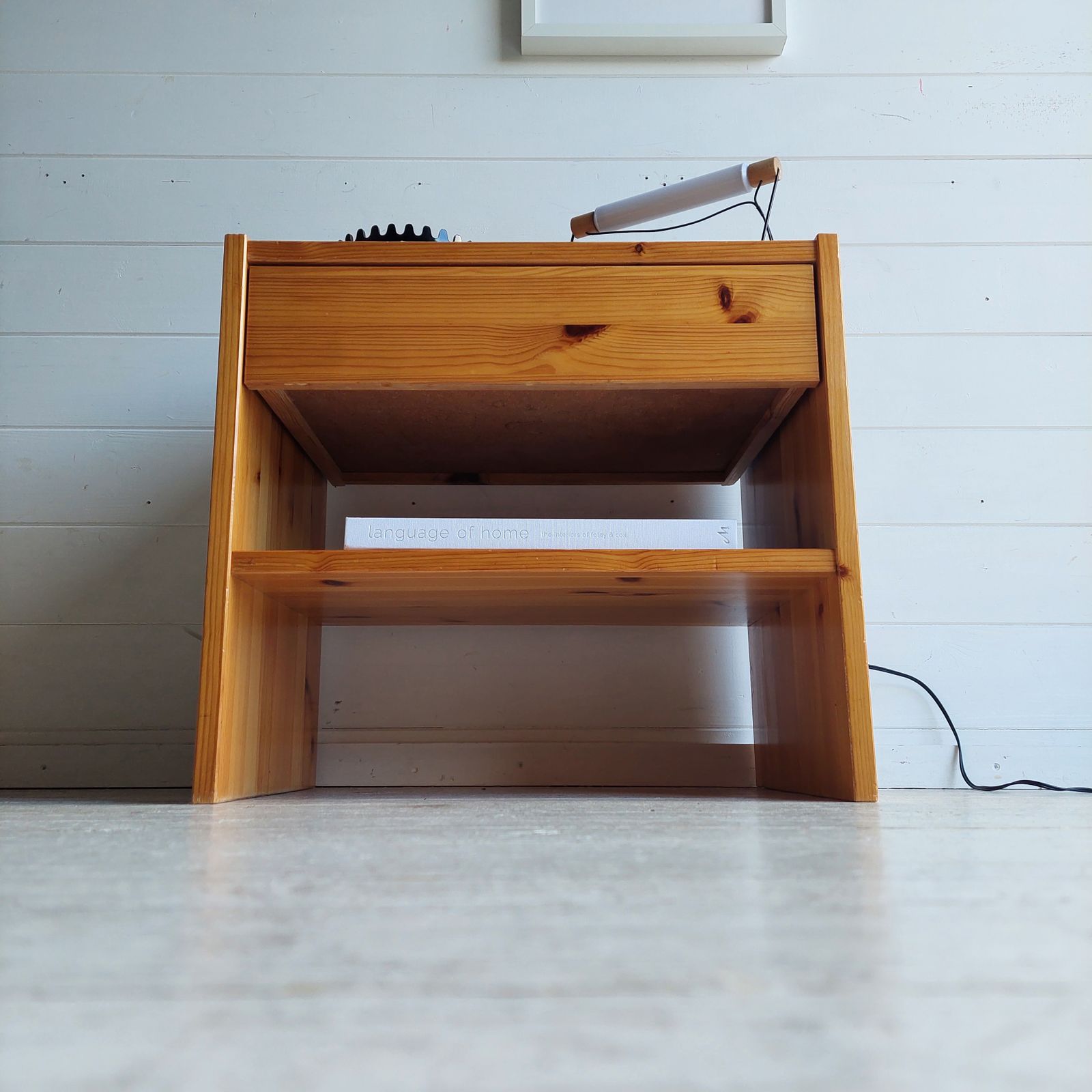 Mid Century Nightstand Scandinavian Pine Bedside Table Les Arcs Perriand Style 1970s, Sweden photo Furniture