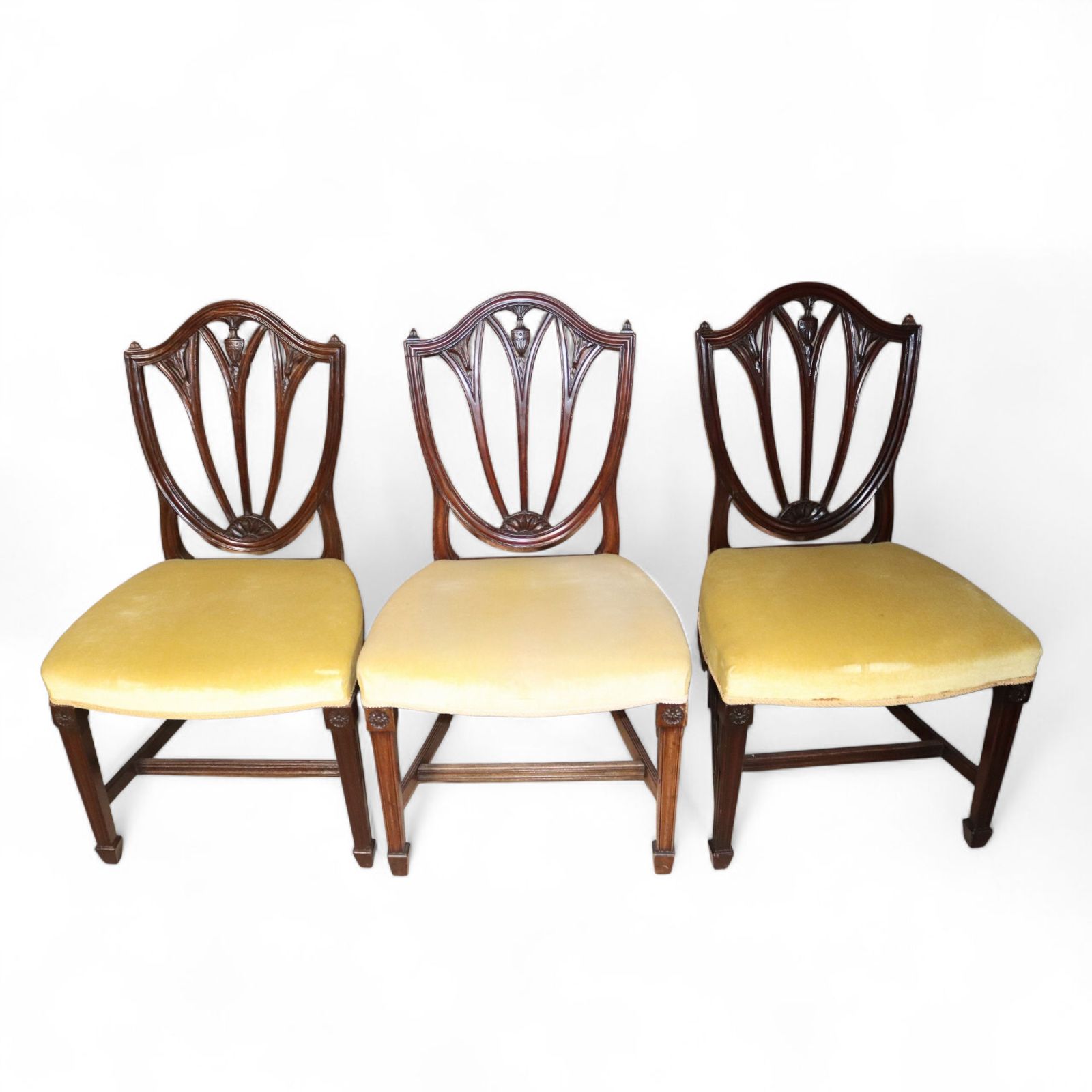 photo furniture Set Of 6 Antique Mahogany Sheraton Style Shield Back Dining Chairs