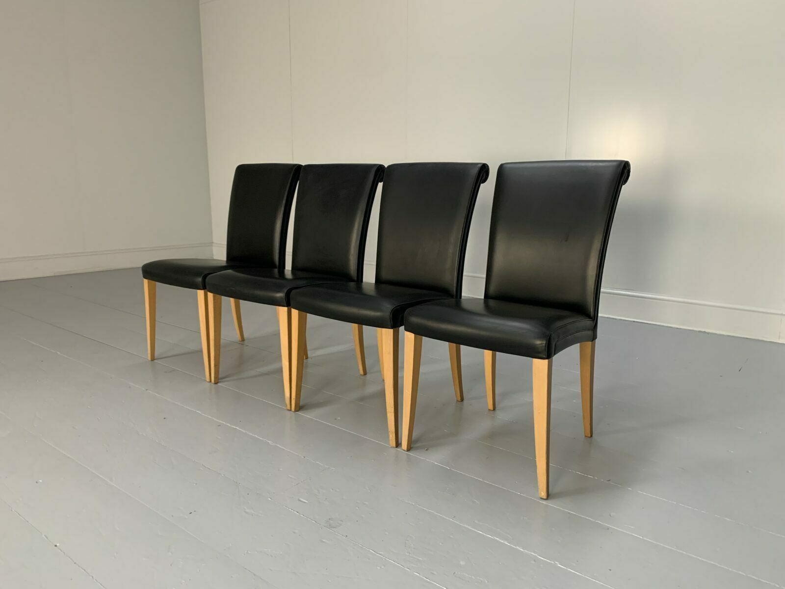 4 Poltrona Frau “Vittoria” Dining Chairs – In Black “Pelle Frau” Leather photo furniture