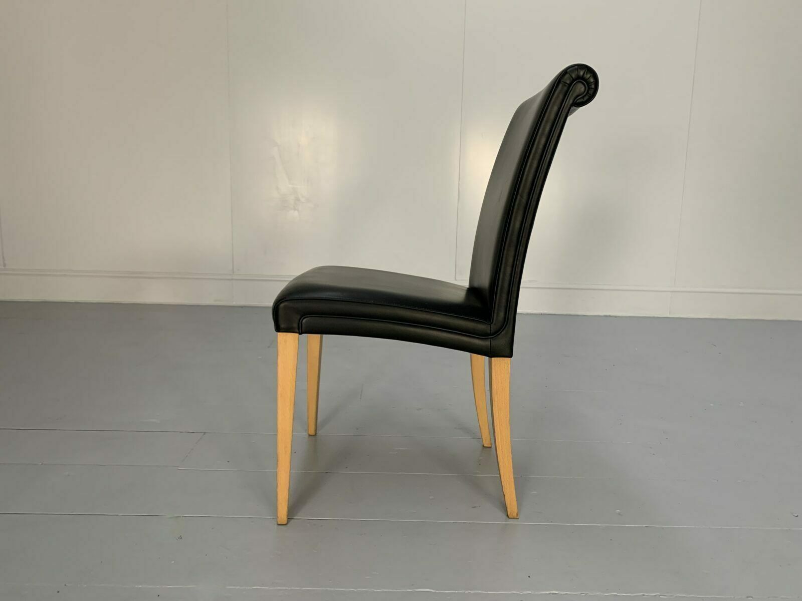 photo for sale 4 Poltrona Frau “Vittoria” Dining Chairs – In Black “Pelle Frau” Leather