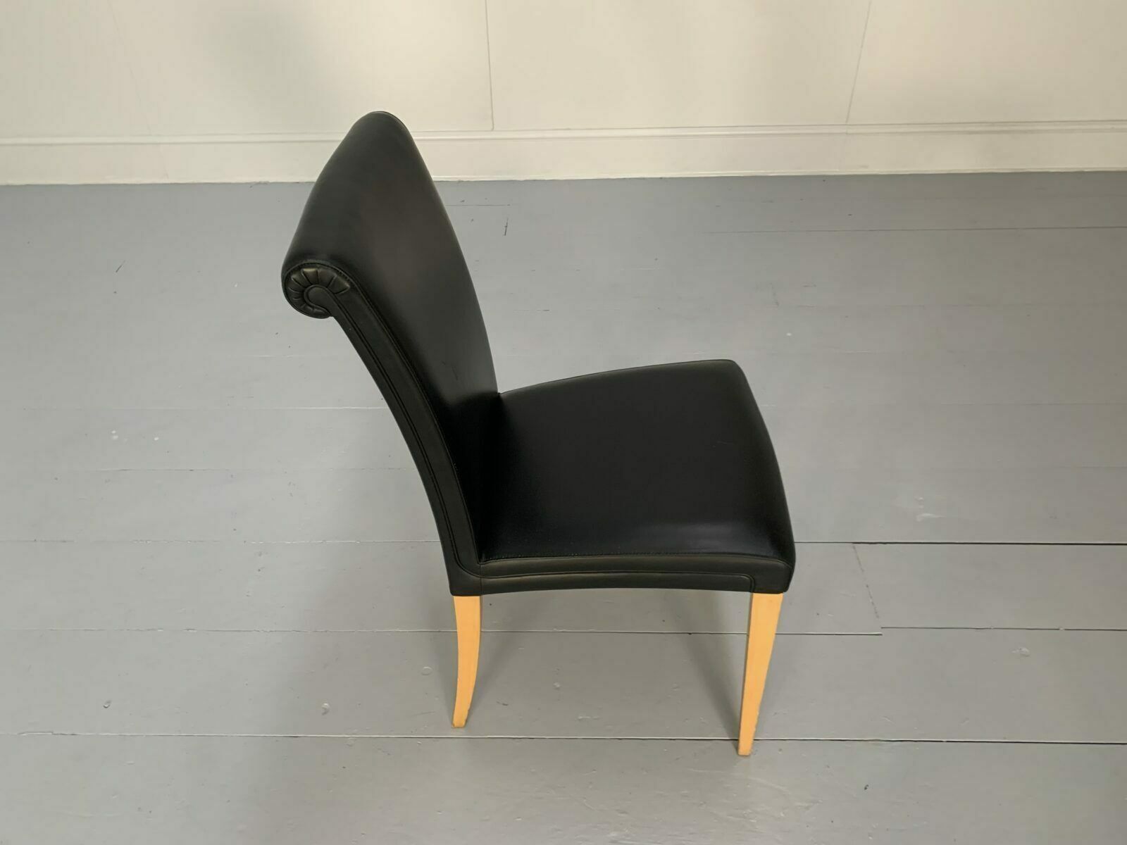 1900.0 4 Poltrona Frau “Vittoria” Dining Chairs – In Black “Pelle Frau” Leather photo