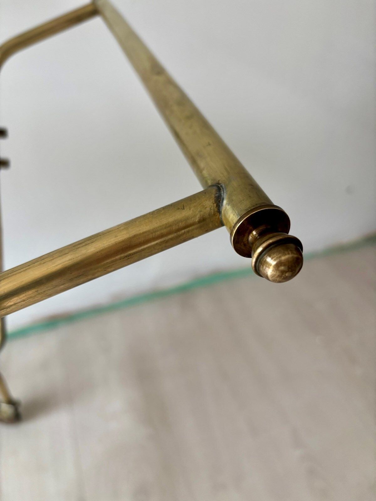 Mid Century Bauhaus Brass Drinks Trolley photo vintage