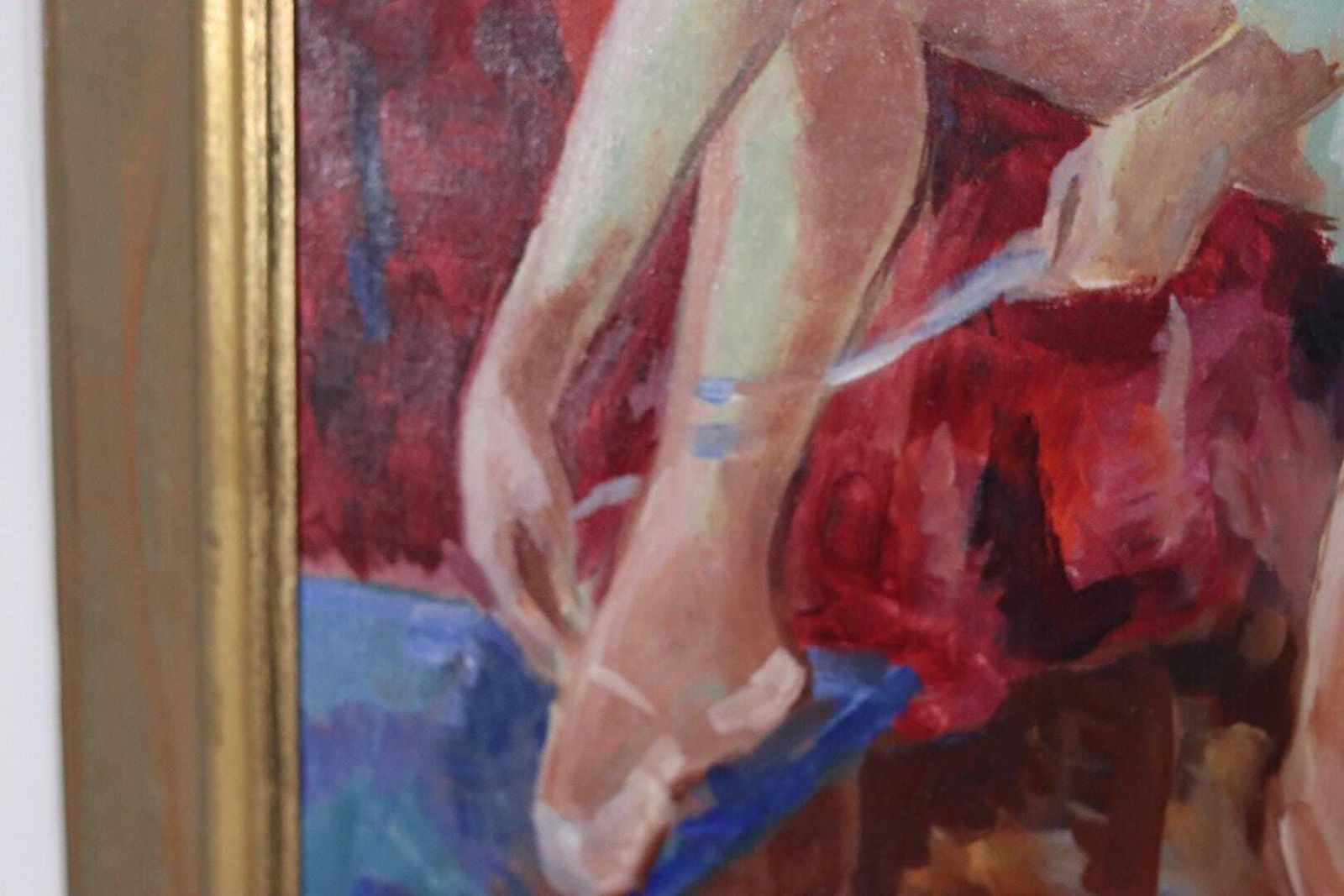 Original Large Oil On Canvas Painting – “Ballerina”–  Vintage & Framed (88 × 77 Cm / 34.6" × 30.3") photo for sale