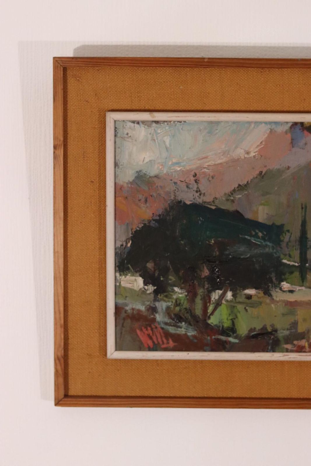 Original Mid Century Swedish Painting On Panel “Farm Motif” By Owe Wessbohn Vintage & Framed – 53 × 83 Cm (20.9" × 32.7") photo for sale