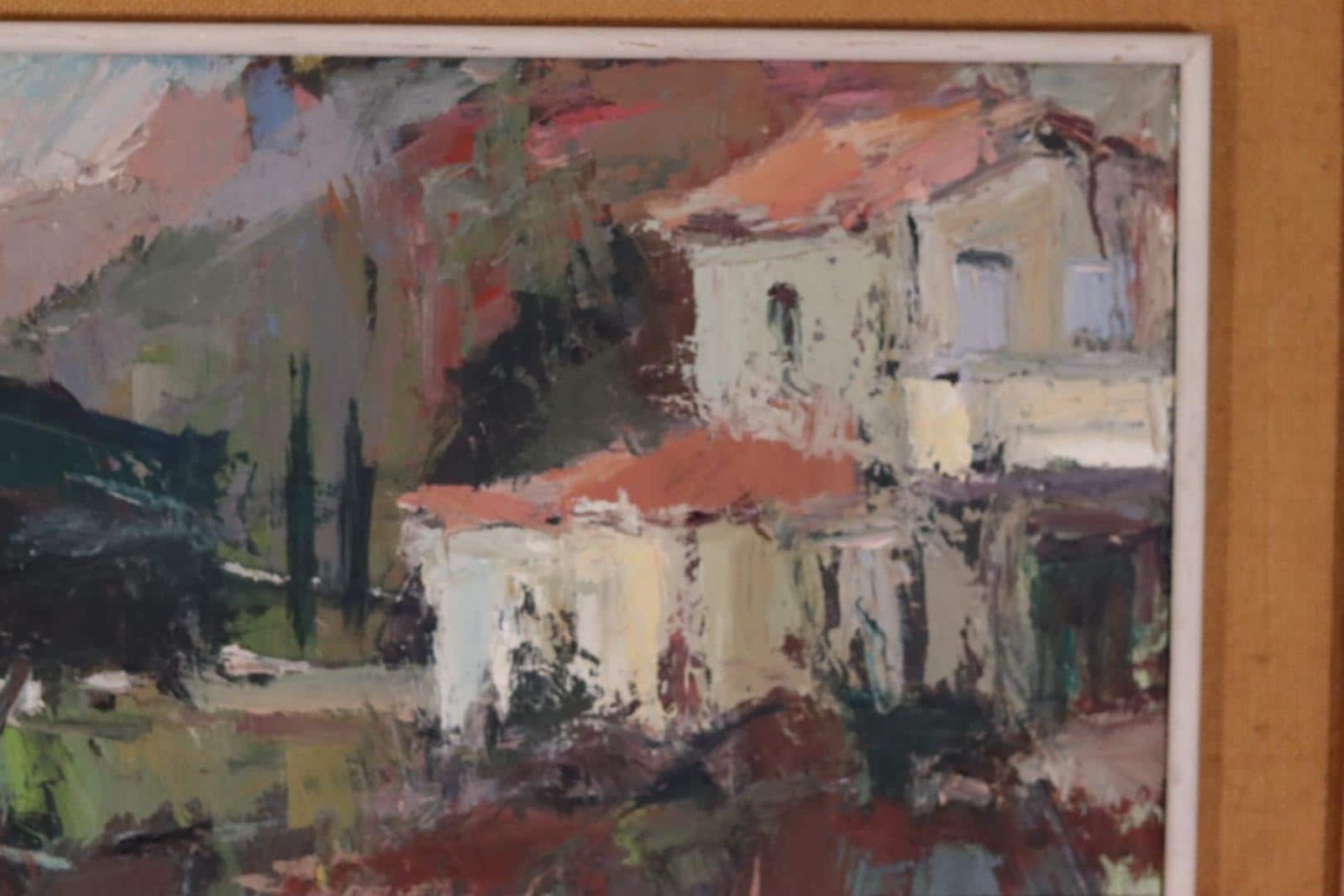 Original Mid Century Swedish Painting On Panel “Farm Motif” By Owe Wessbohn Vintage & Framed – 53 × 83 Cm (20.9" × 32.7") photo 415.0