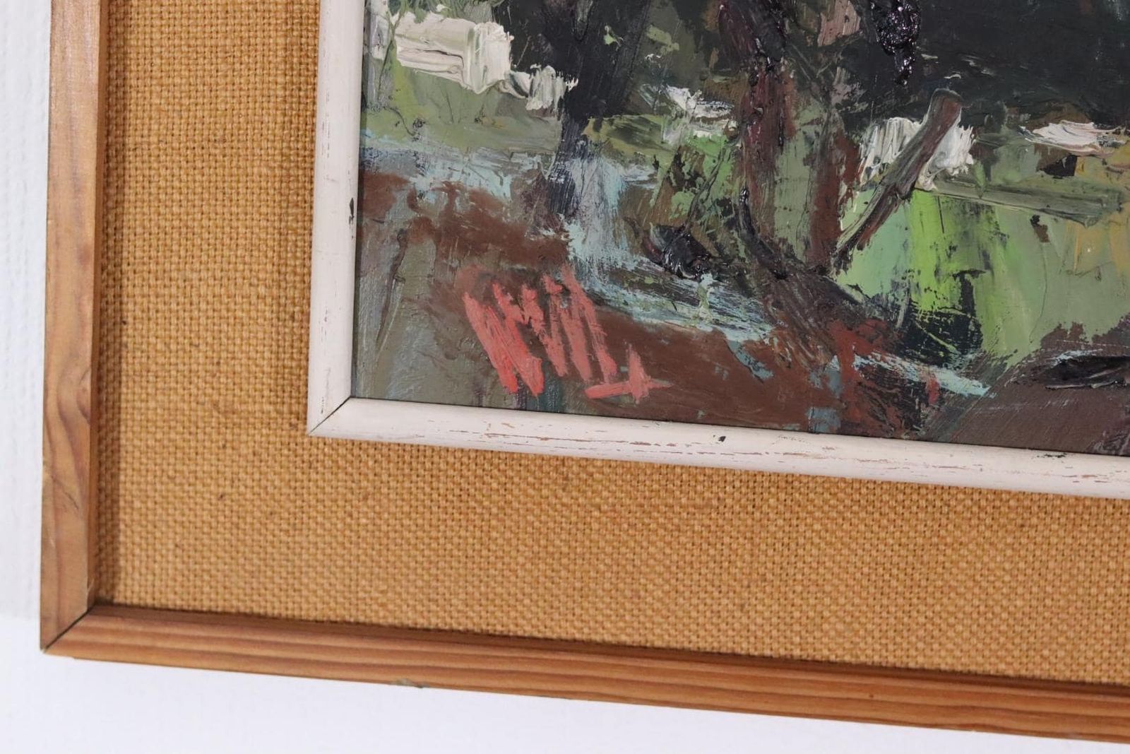Art Original Mid Century Swedish Painting On Panel “Farm Motif” By Owe Wessbohn Vintage & Framed – 53 × 83 Cm (20.9" × 32.7") photo