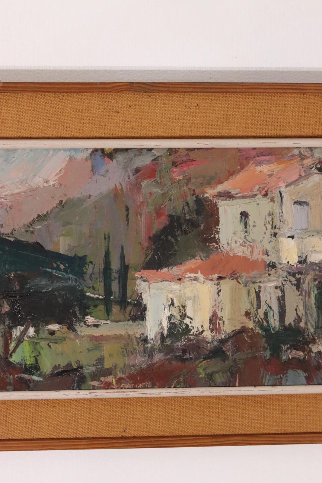 415.0 Original Mid Century Swedish Painting On Panel “Farm Motif” By Owe Wessbohn Vintage & Framed – 53 × 83 Cm (20.9" × 32.7") photo