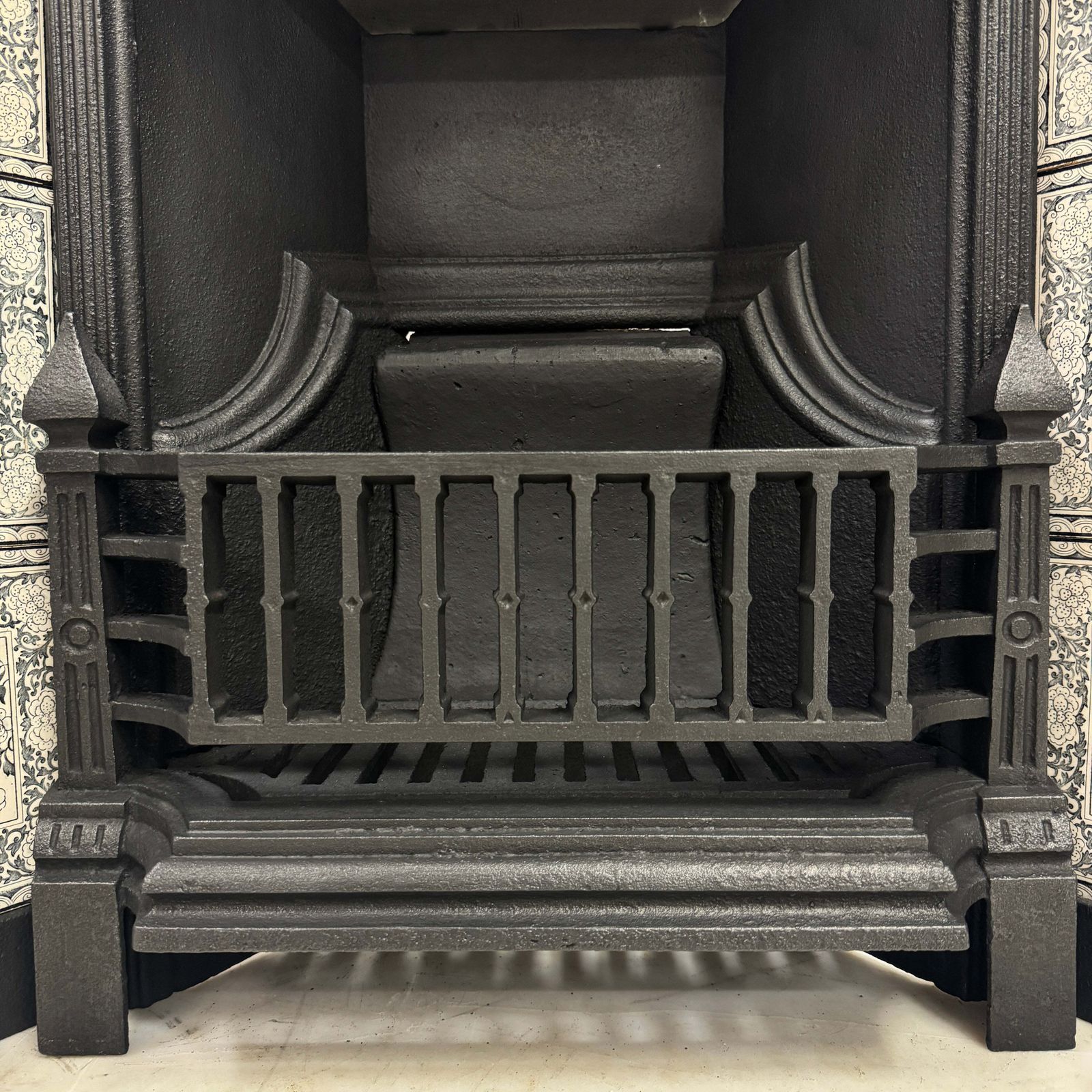 Antique Victorian Cast Iron Floral Tiled Fireplace Insert photo Home Fixtures