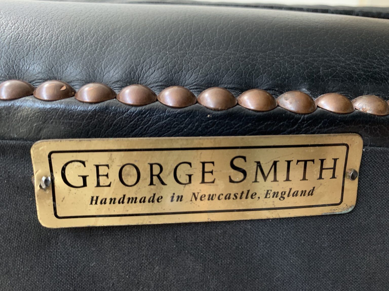 George Smith Georgian Armchair In Black Leather photo vintage