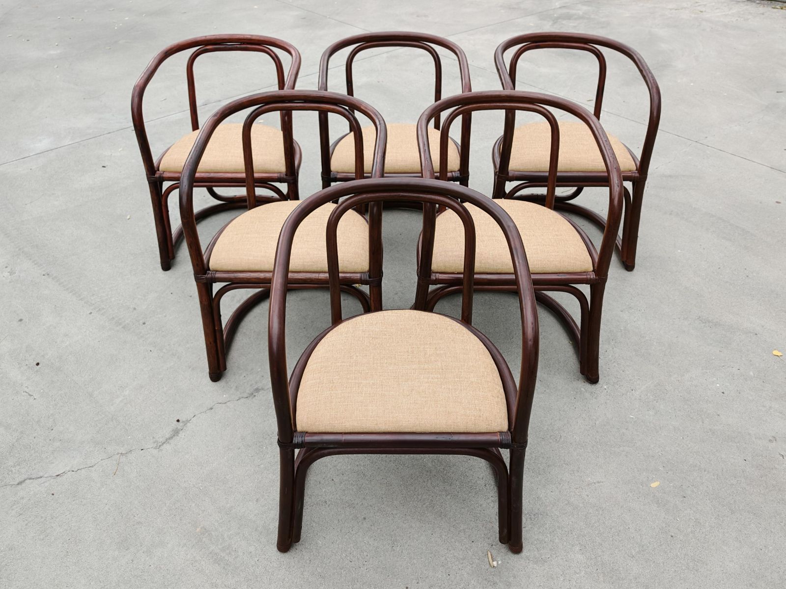 Set Of 6 Bamboo Armchairs For A Dining Room, Italy 1970s photo furniture
