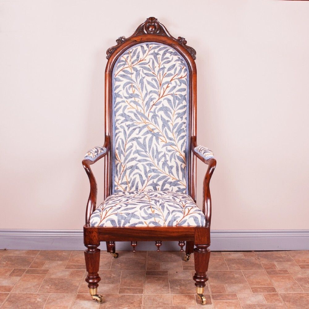 Good Quality 19thc Rosewood High Backed Library Armchair photo for sale