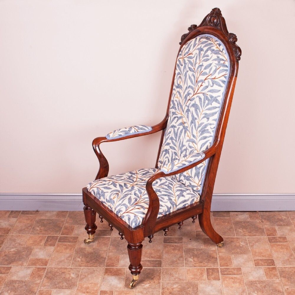 photo furniture Good Quality 19thc Rosewood High Backed Library Armchair