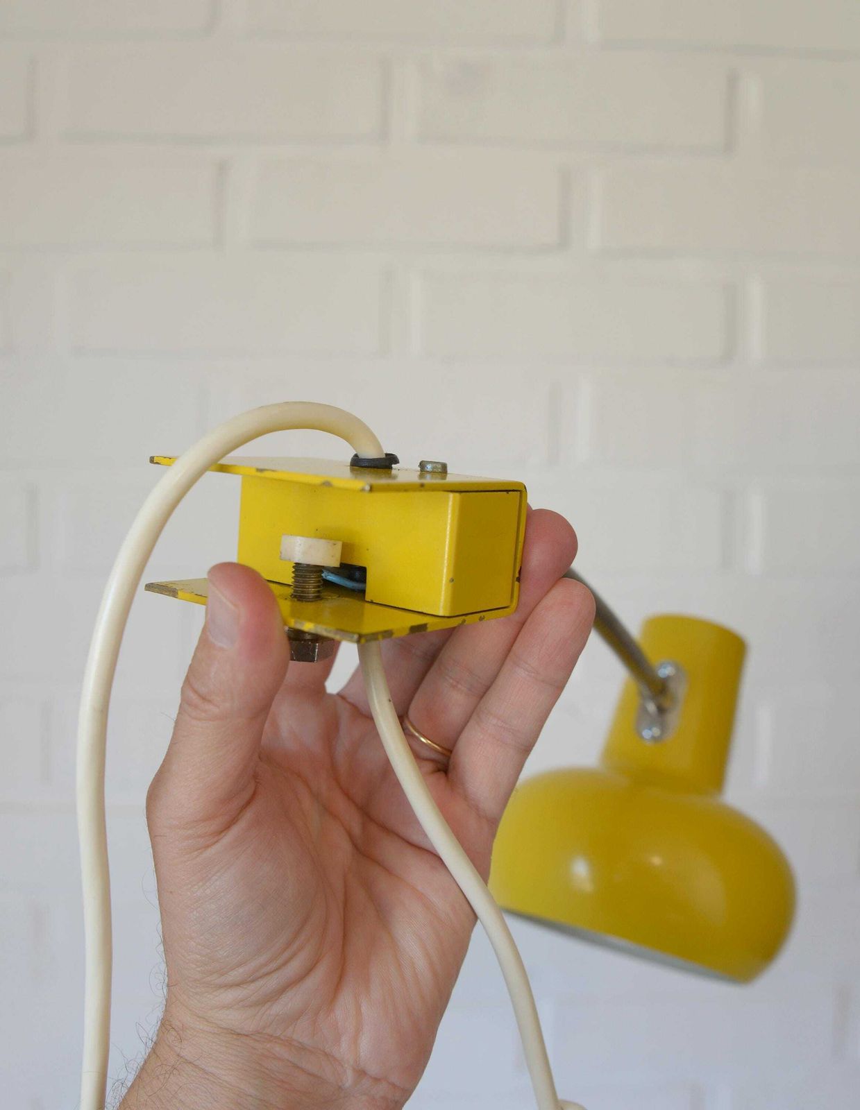 Space Age Style Lamp / Vintage Yellow Bookshelf Light / Mid Century Modern / Reading Light Fixture / Yugoslavia 1970's photo Lighting