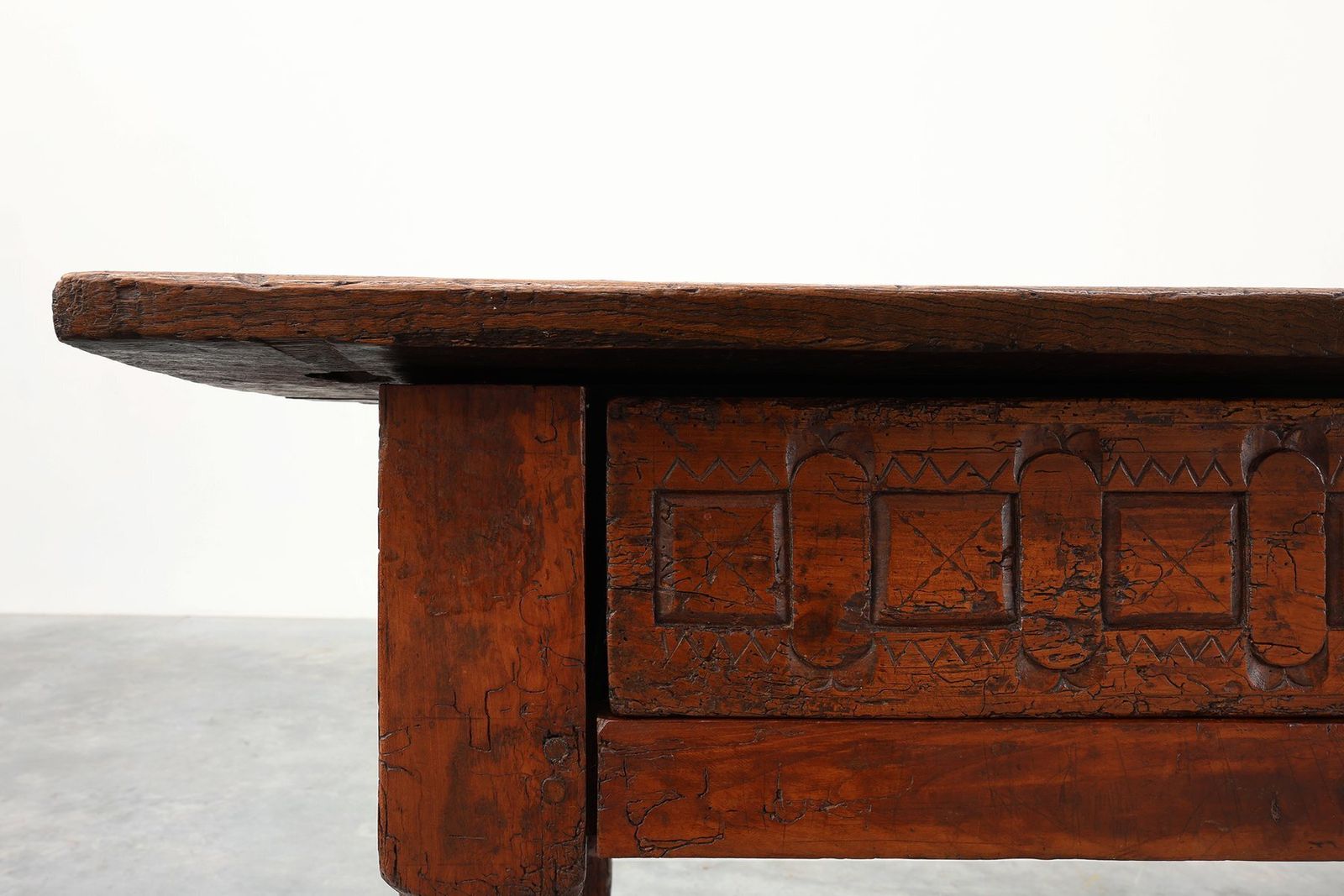 Wabi Wabi Style Hand Carved Oak Side Table, Spain, 17th Century photo furniture