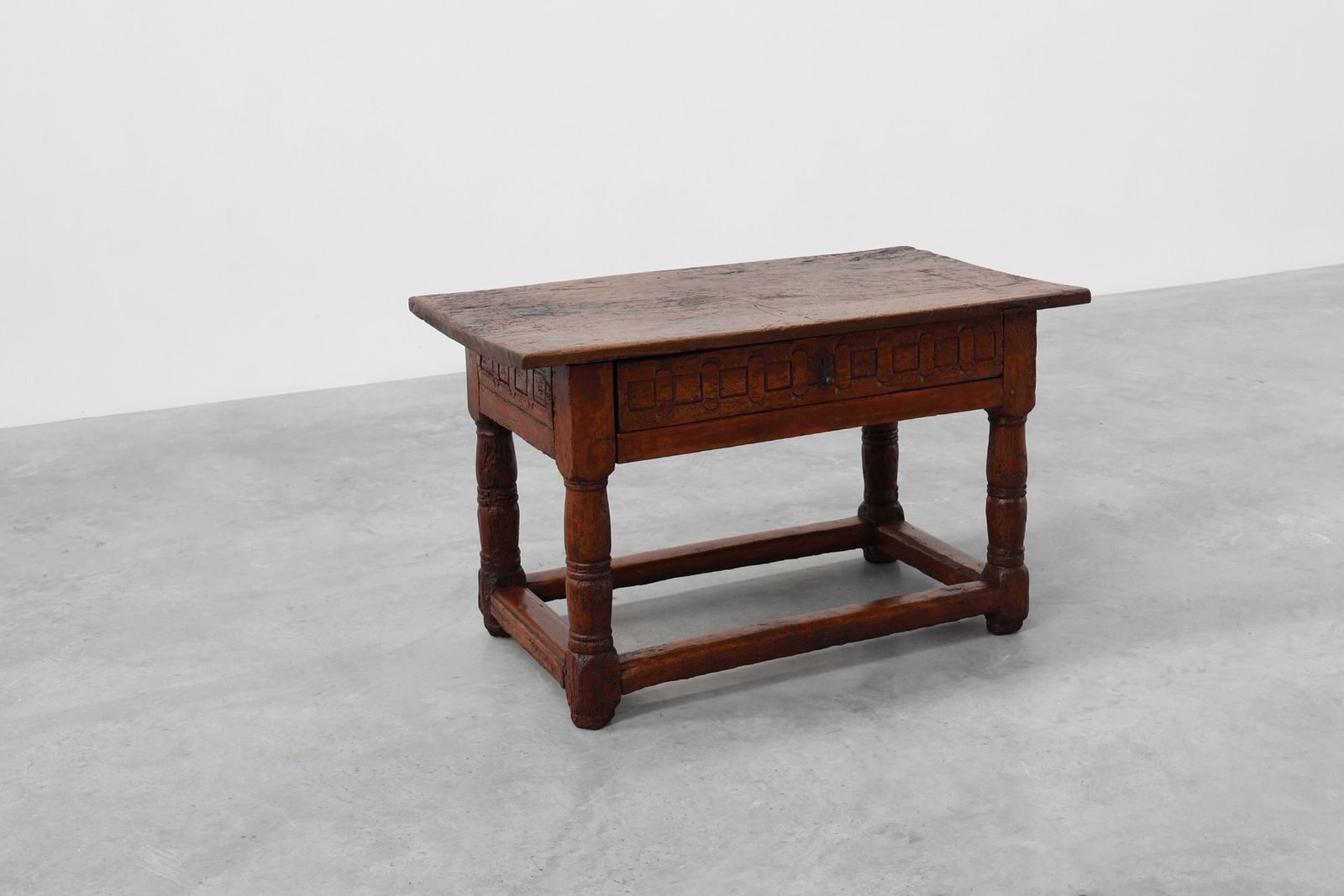 Wabi Wabi Style Hand Carved Oak Side Table, Spain, 17th Century photo vinterior