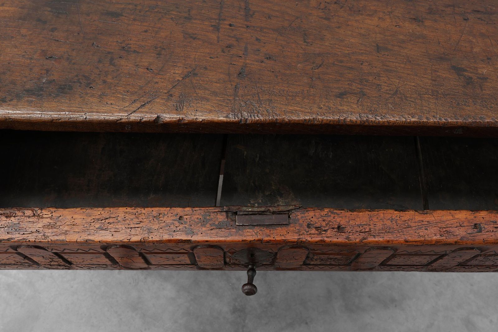 photo for sale Wabi Wabi Style Hand Carved Oak Side Table, Spain, 17th Century