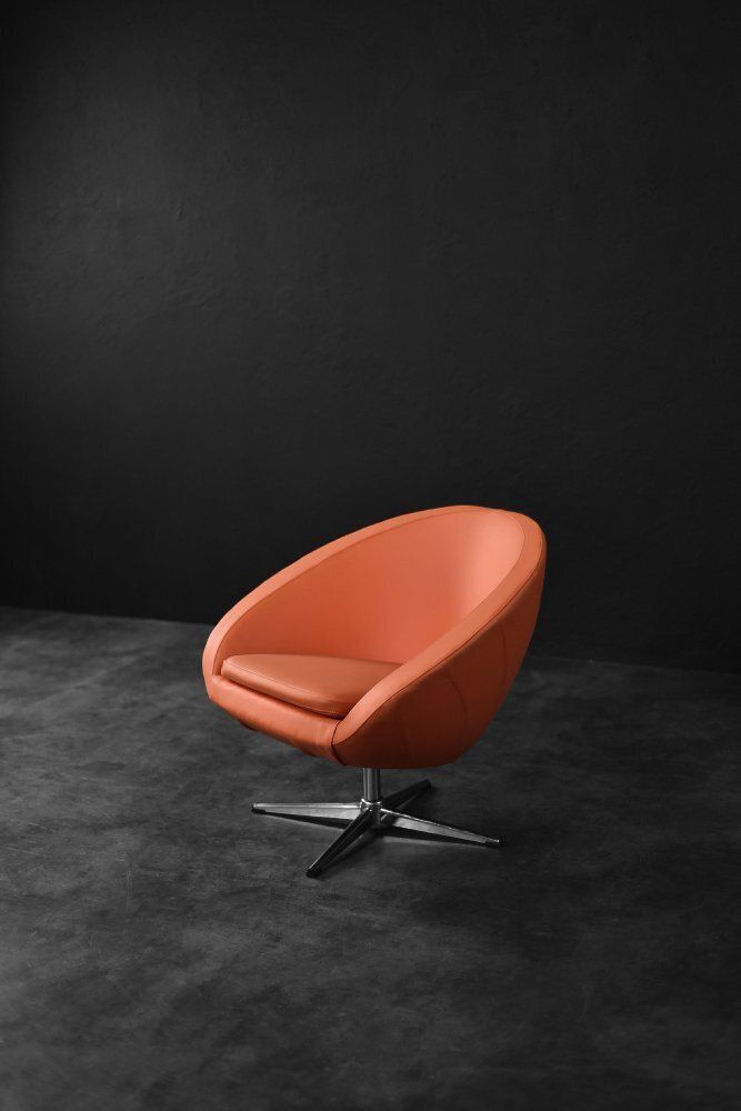 Mid Century Scandinavian Modern Space Age Orange Swivel Armchair, 1960s