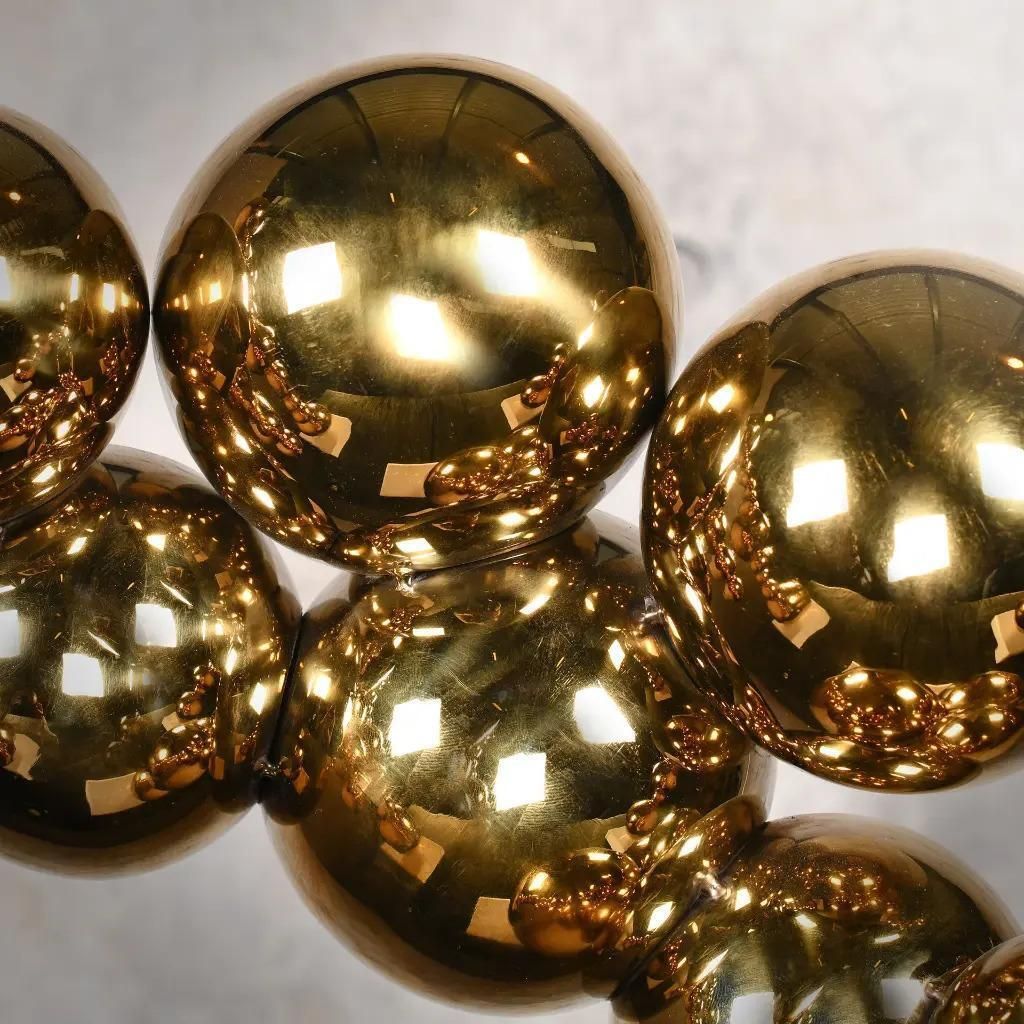 Set Of 3 Contemporary Golden Bronze Bubble Sculptures On White Marble Bases photo 1829.0