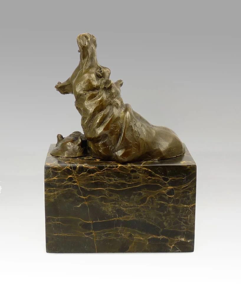 Little Hippo Family – Animal Bronze Statue photo 1413.0