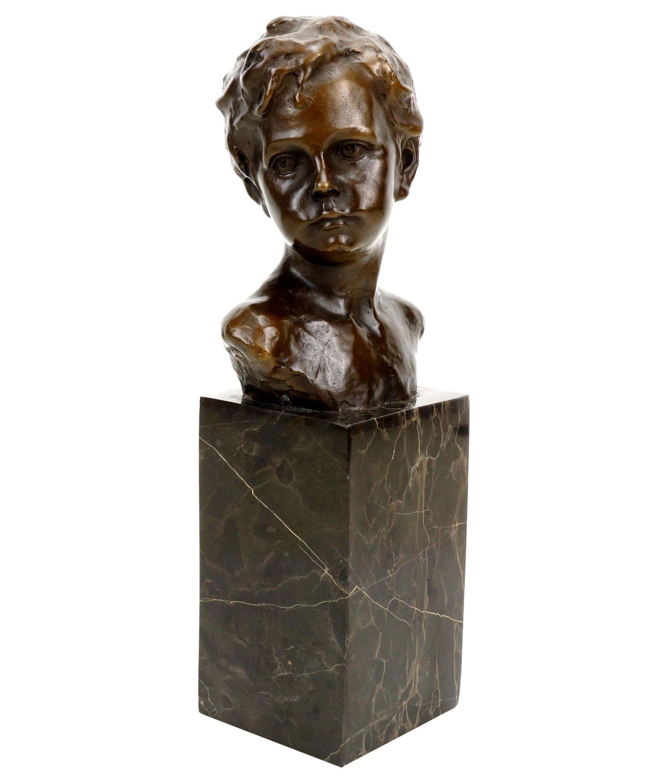 Art Nouveau Sculpture Bronze Figurine, Bust Of A Boy, Signed A. Moreau photo furniture