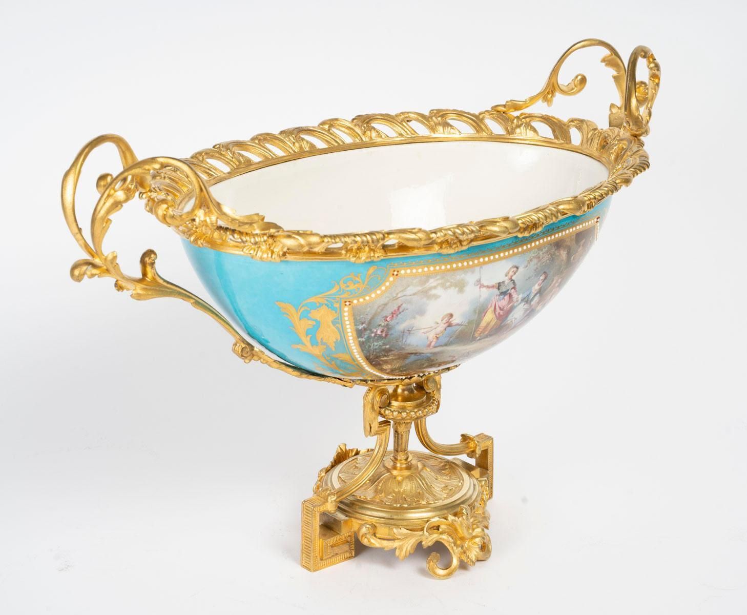 Painted Porcelain And Gilded Bronze Bowl, Napoleon III Period, 19th Century. photo furniture