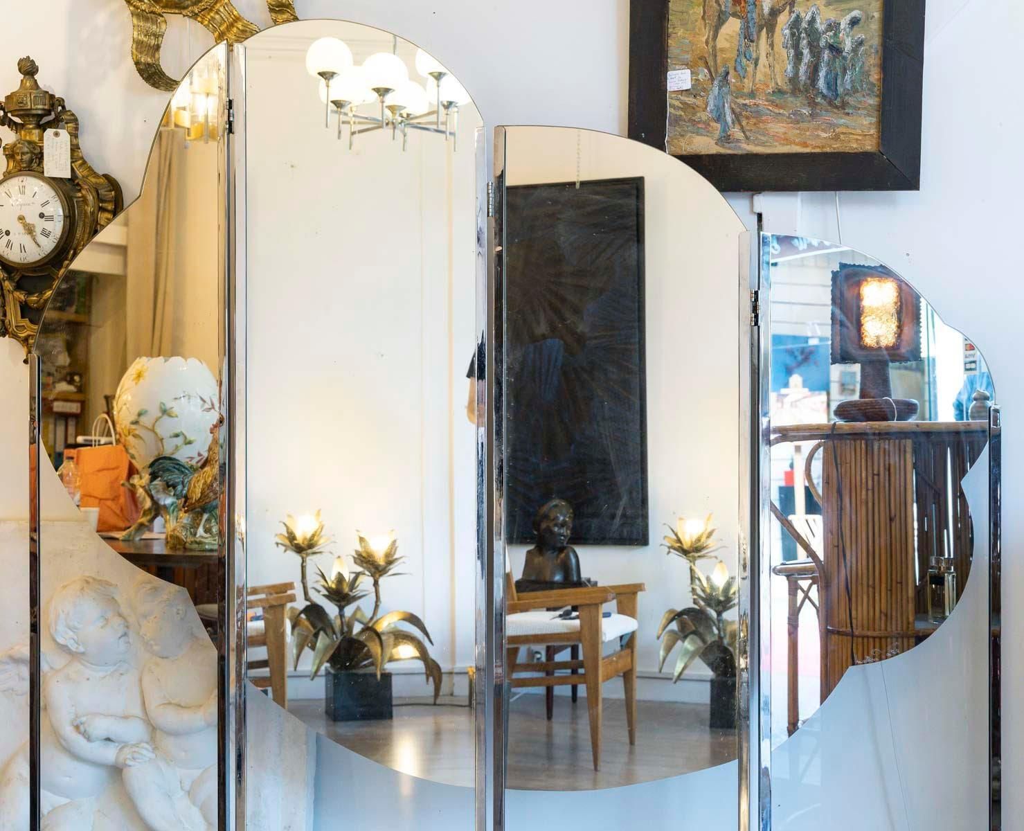 Mirror, Triptych, Mirror Screen, 1973, By Saint Gobain. photo furniture
