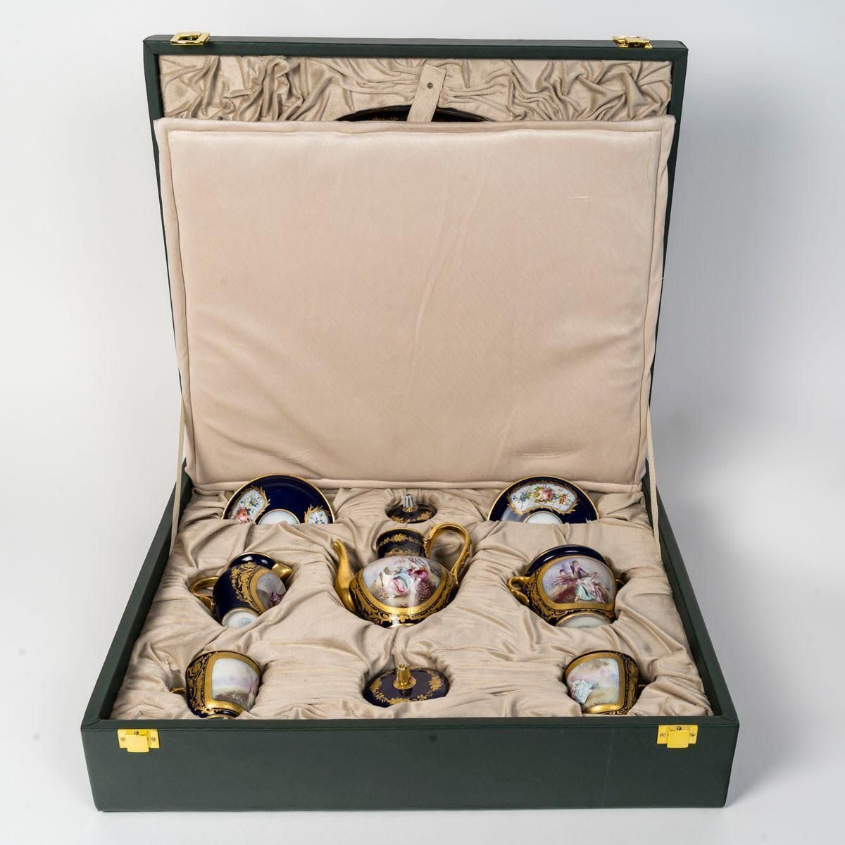 Large Sèvres Porcelain Tea Service, 19th Century, Napoleon III Period. photo for sale