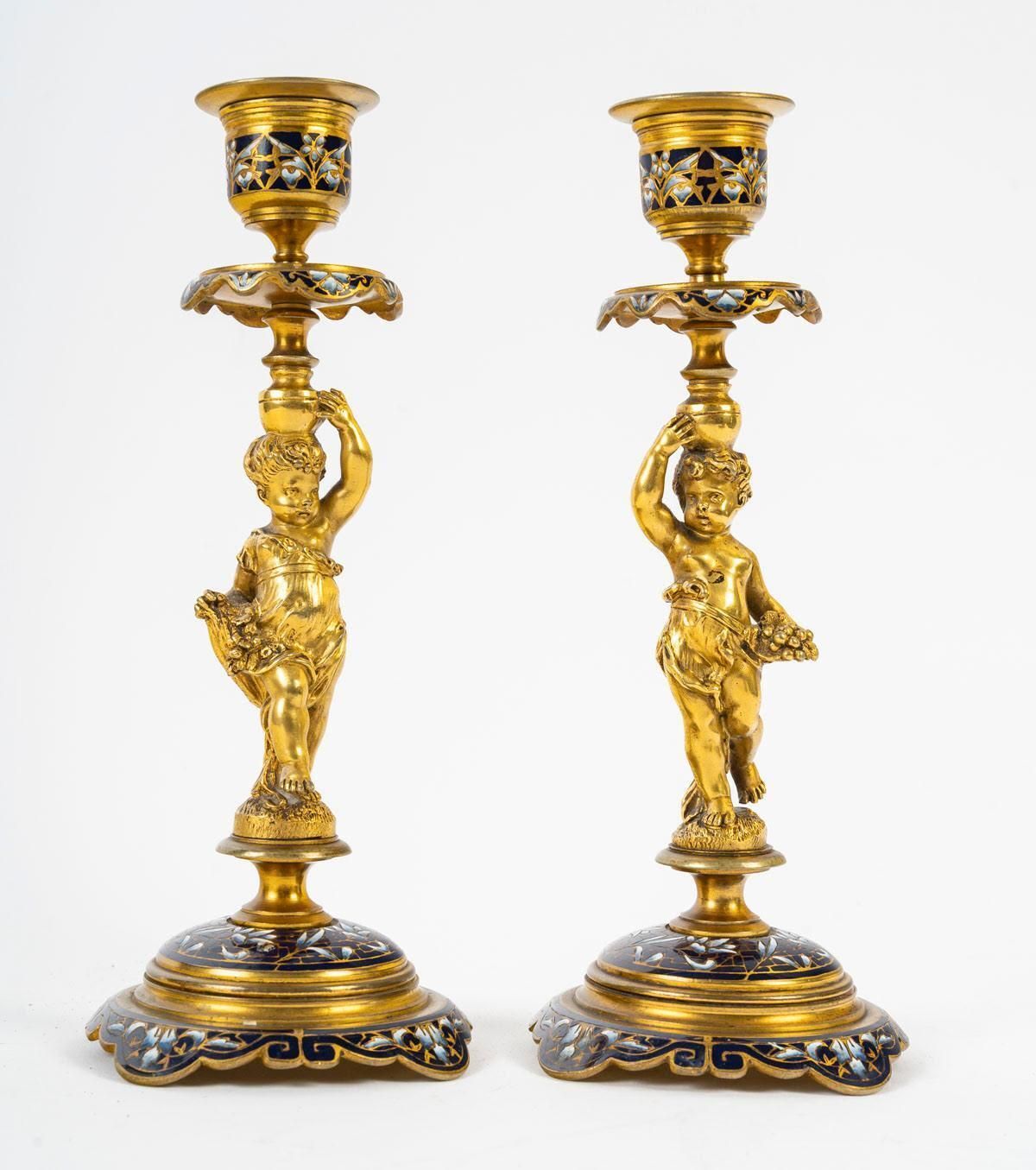 An Inkwell And Two Candlesticks From The 19th Century, Napoleon III Period. photo 3805.0