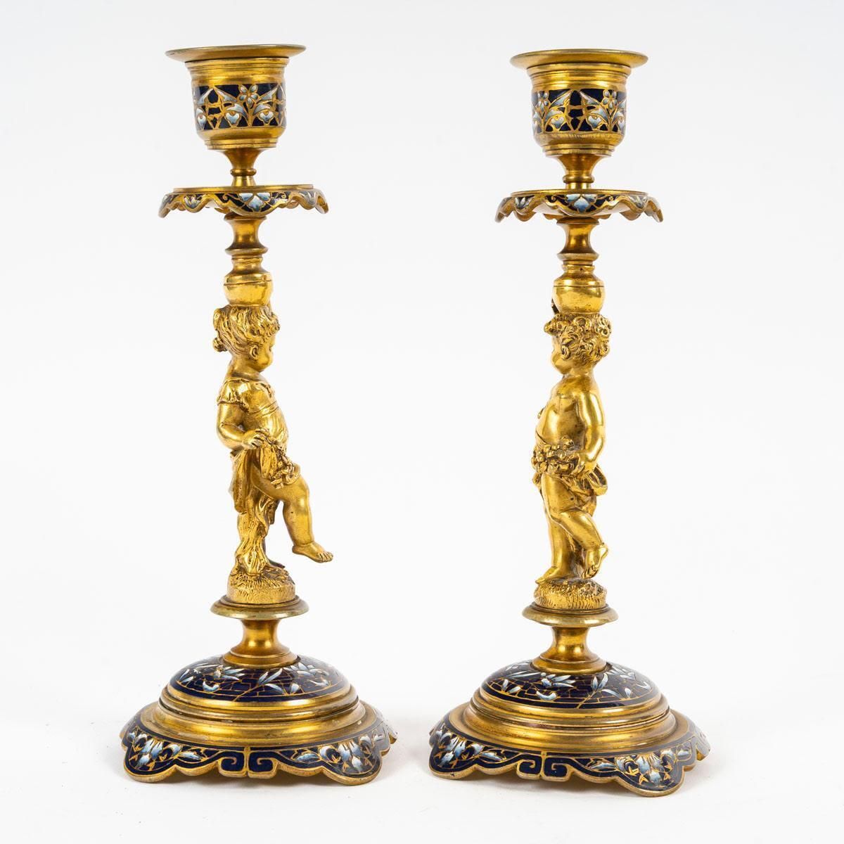 An Inkwell And Two Candlesticks From The 19th Century, Napoleon III Period. photo buy