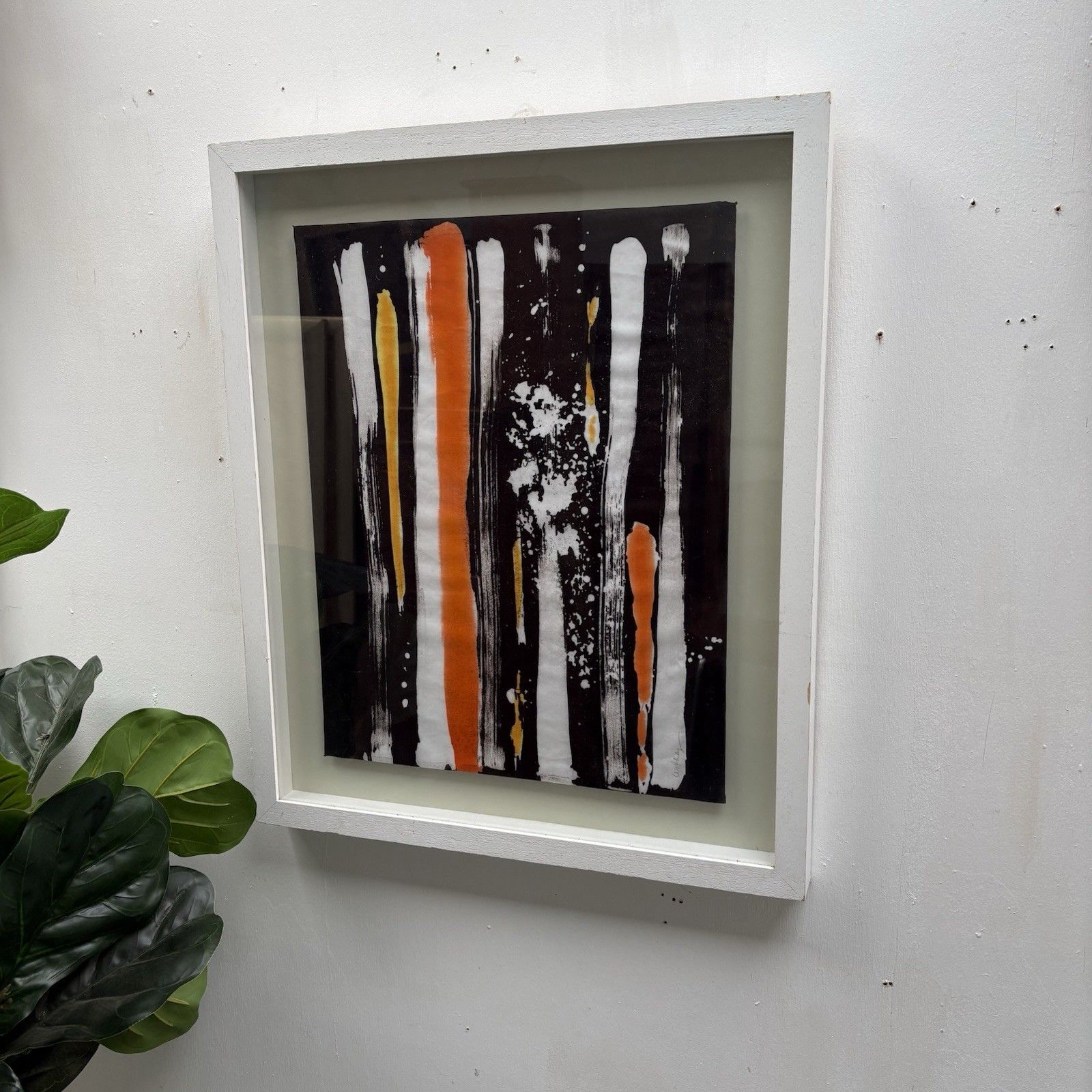 Abstract Acrylic Painting Orange Black White Gold Strokes By M Withey 63 X 52 Cm photo furniture