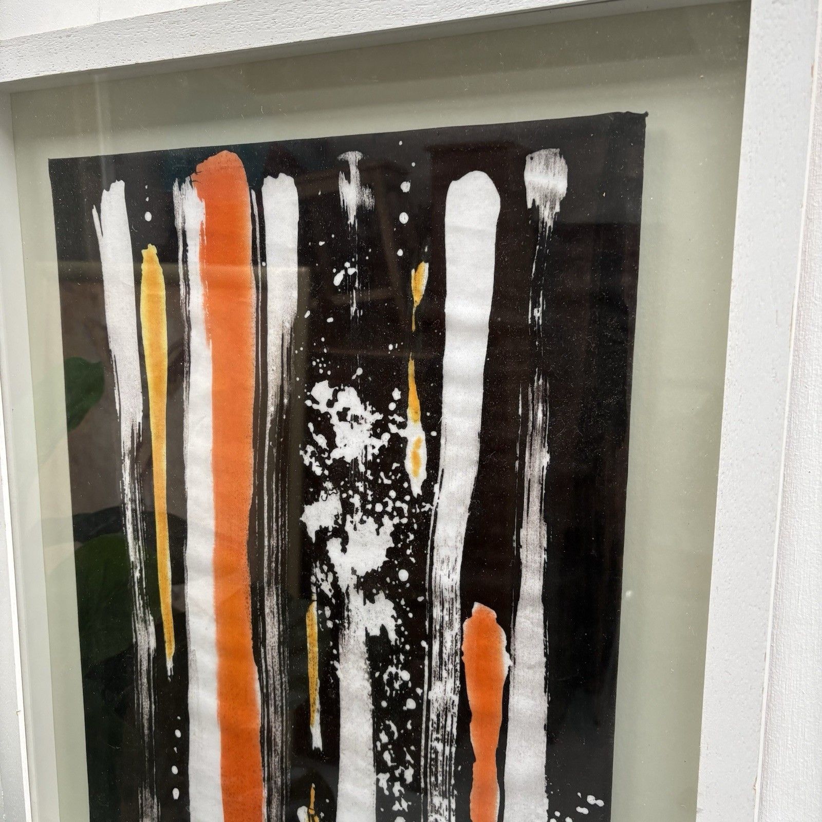 Abstract Acrylic Painting Orange Black White Gold Strokes By M Withey 63 X 52 Cm photo for sale