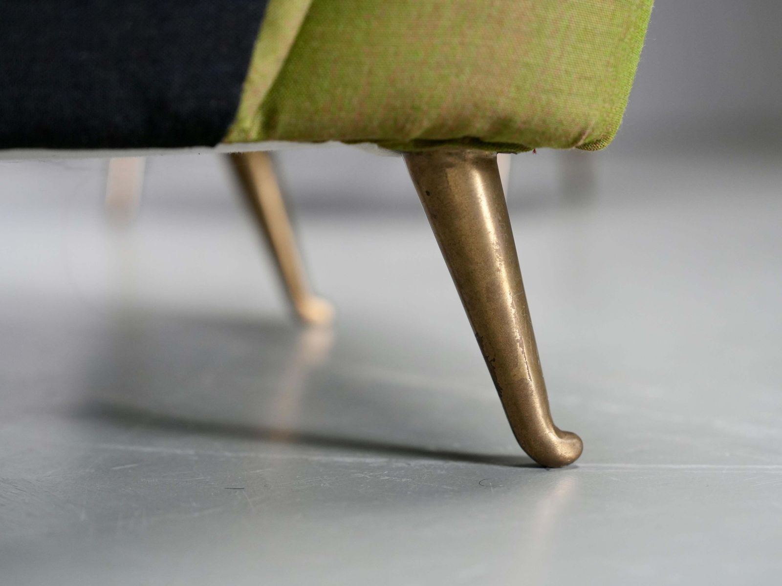 Two Lounge Chairs By Isa Bergamo In Fabric And Brass, Italy, 1950's photo vintage