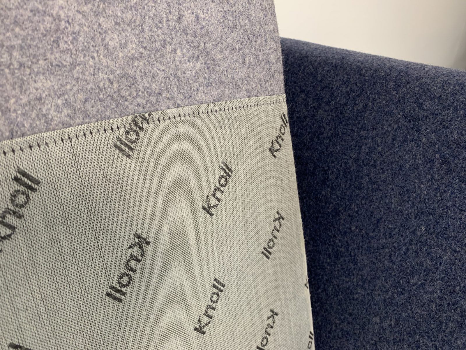 Furniture Sublime Rare Knoll “East Side” Sofa By Ettore Sottsass In Blue And Grey Wool photo