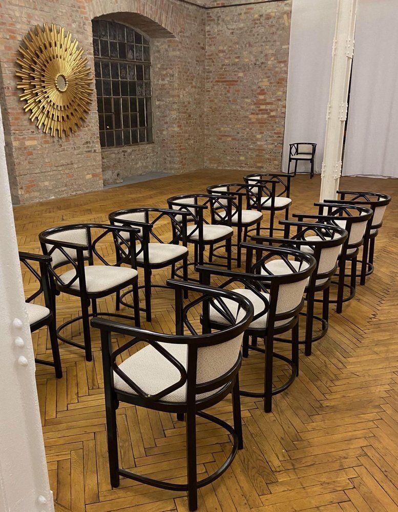 Armchairs Attributed To Josef Hoffmann For Thonet, Austria, 1970s, Set Of 8 photo for sale