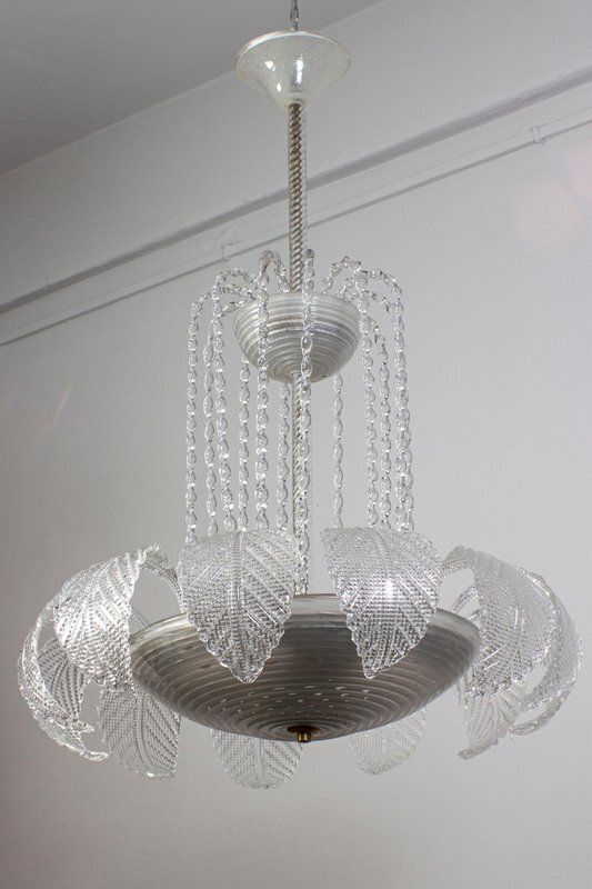Art Deco Ninfea Murano Glass Chandelier From Barovier, Italy, 1940s photo Lighting