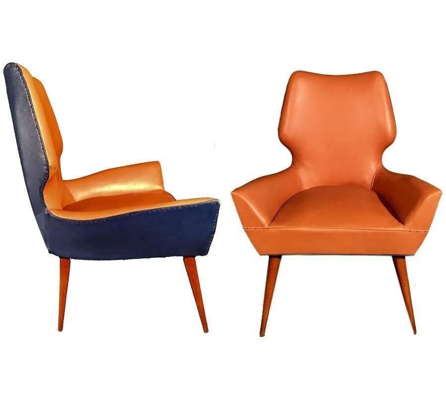 Set Of Mid Century Modern Armchairs In The Style Of Gio Ponti, 1950s photo vinterior